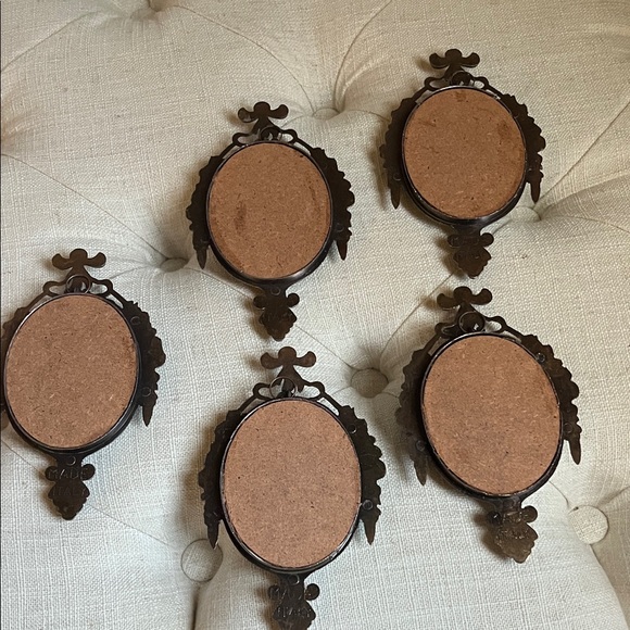 Vintage Italian Miniature Ornate Brass Frames Mirror Floral and Portrait Designs - Picture 7 of 8